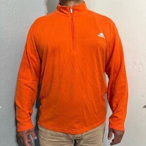 Adidas Golf‎ 3-Strips 1/4 Zip Pullover Vibrant Orange Athletic Shirt Size 2XL